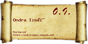 Ondra Izsó névjegykártya
